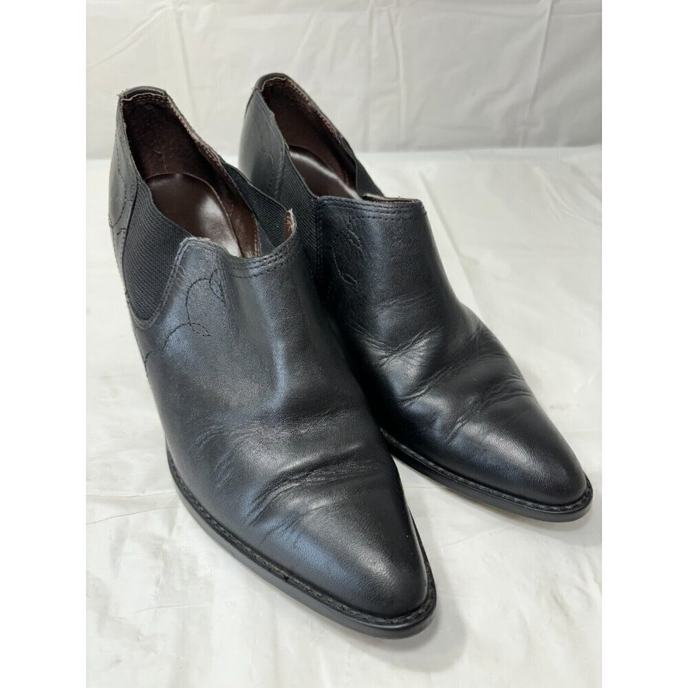 Flings Salsa Black Leather Ankle Booties Size 7.5 M